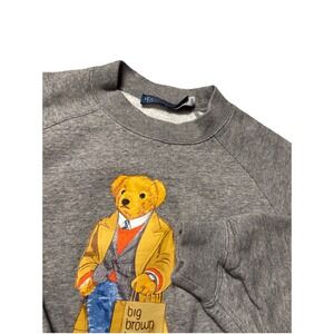 Polo Bear By Ralph Lauren Oversized Sweatshirt Women's Sz Med Gray Brown Bag